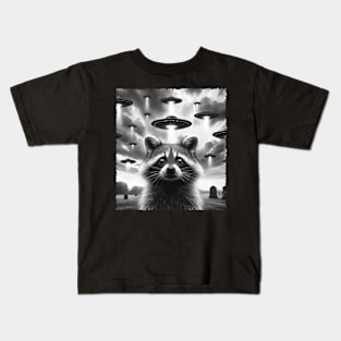 Cosmic Companions Raccoon UFO Tees for Those Who Dream Beyond Kids T-Shirt